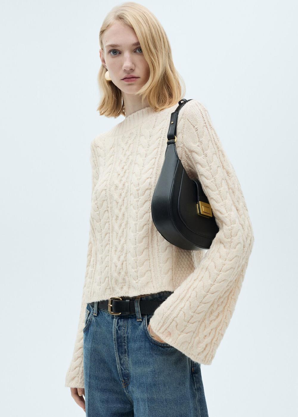 Mango Jersey manga acampanada punto trenzado