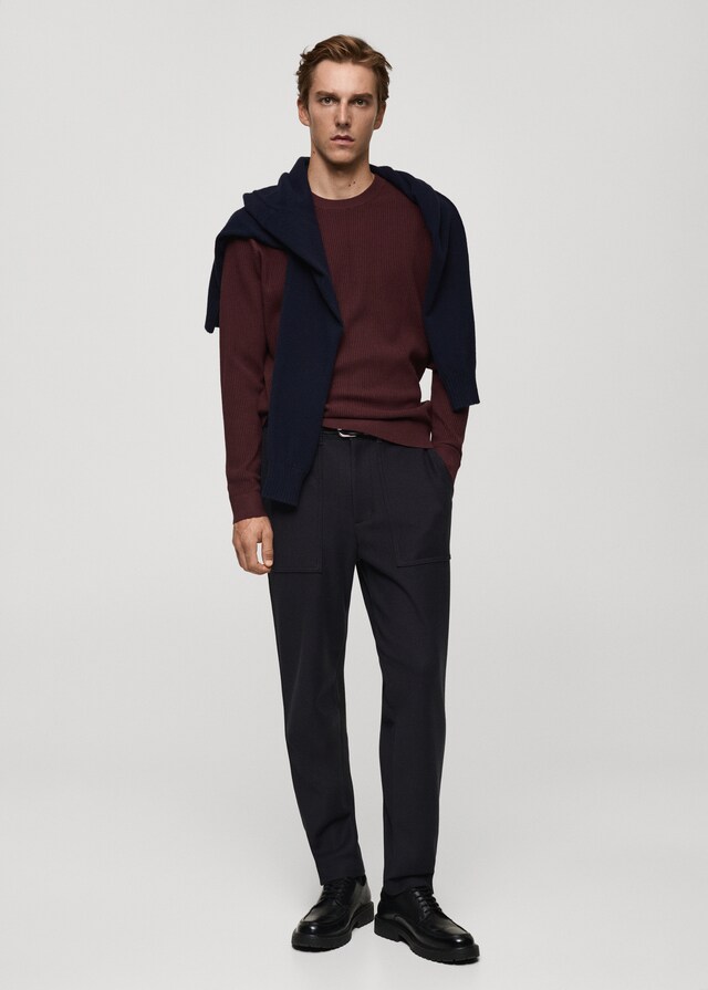 Mango Jersey Punto Algodón Canalé