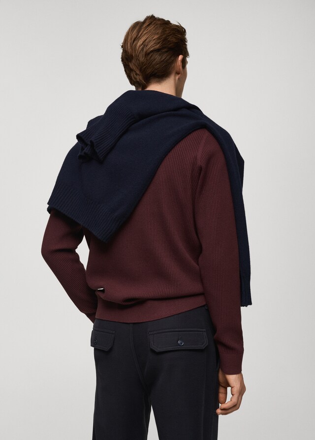 Mango Jersey Punto Algodón Canalé