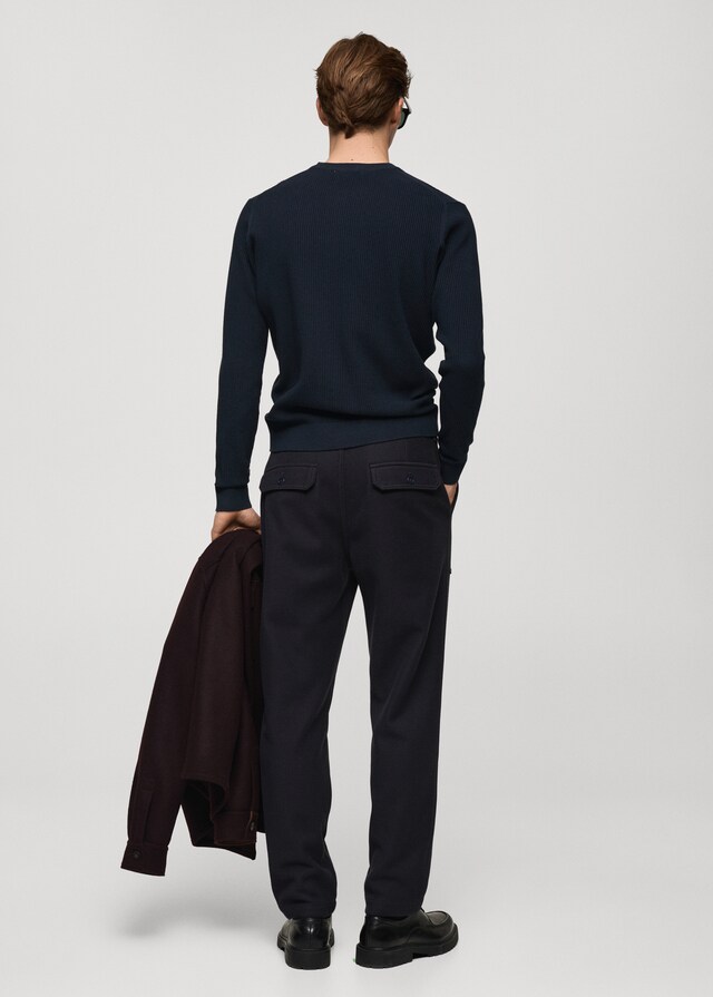 Mango Jersey Punto Algodón Canalé