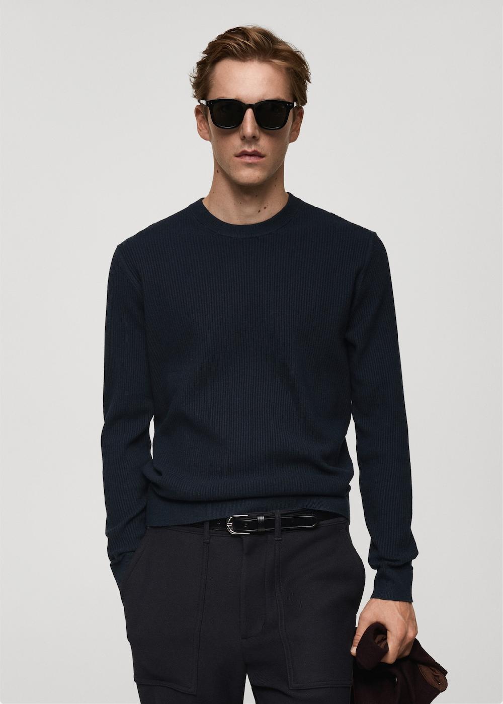 Mango Jersey punto algodón canalé