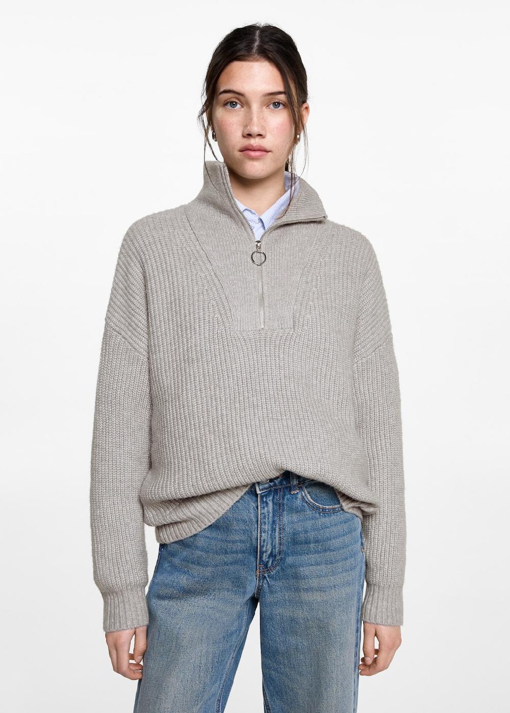 Mango Jersey punto cremallera cuello