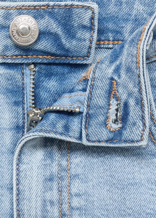 Mango Minifalda Vaquera Bajo Deshilachado