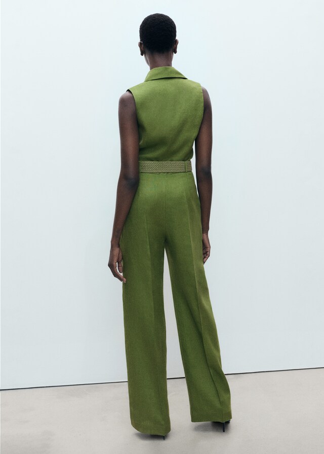 Mango Mono Camisero Lino Cinturón