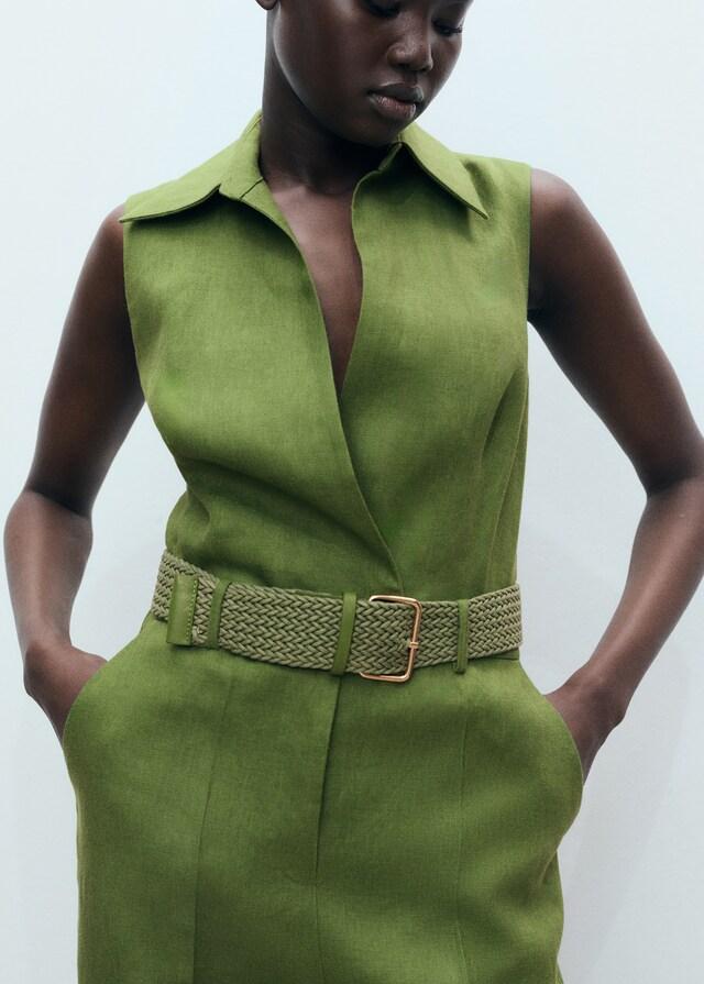 Mango Mono Camisero Lino Cinturón