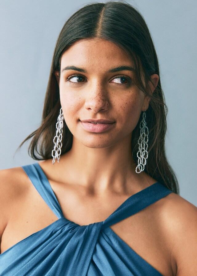 Mango Mono Satinado Cuello Halter