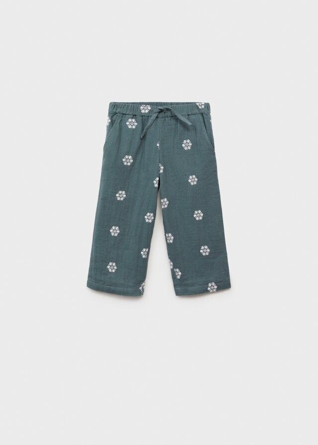 Mango Pantalón Algodón Bordado