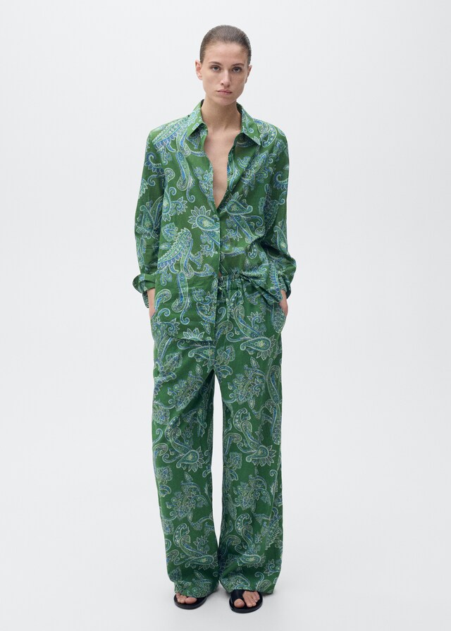 Mango Pantalón Lino Paisley
