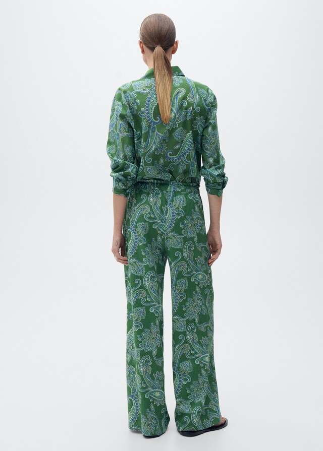 Mango Pantalón Lino Paisley