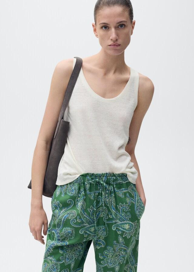 Mango Pantalón Lino Paisley