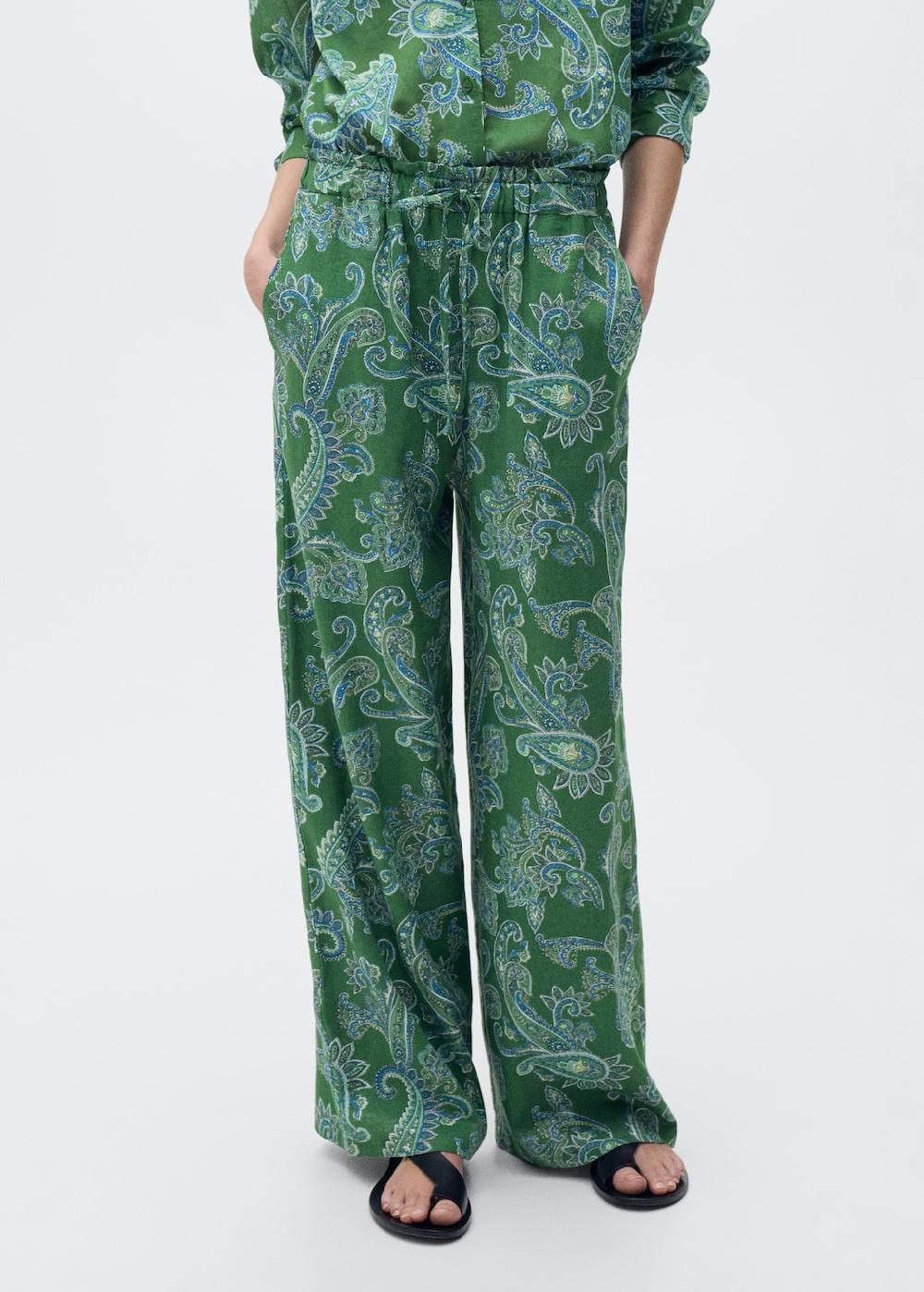 Mango Pantalón lino paisley