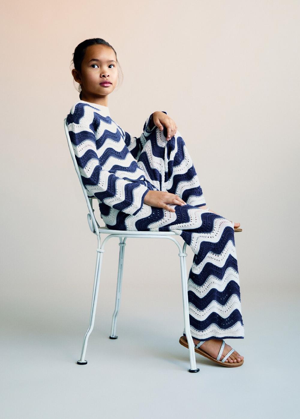 Mango Pantalón punto calado zigzag