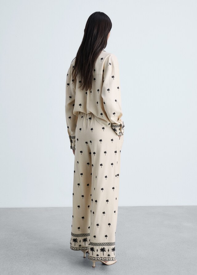 Mango Pantalón Recto Bordado