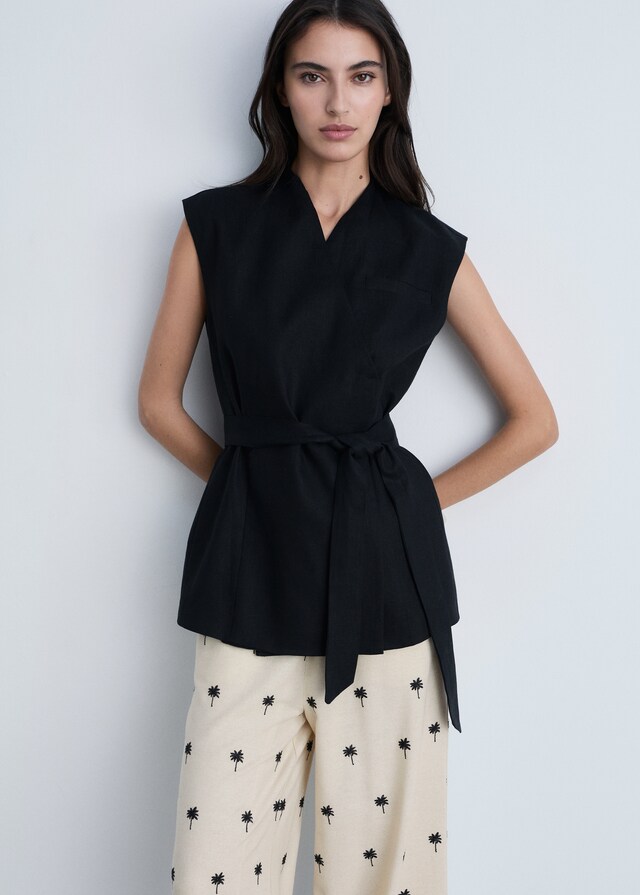 Mango Pantalón Recto Bordado