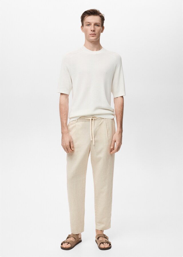 Mango Pantalón Slim Fit Lino Cordón