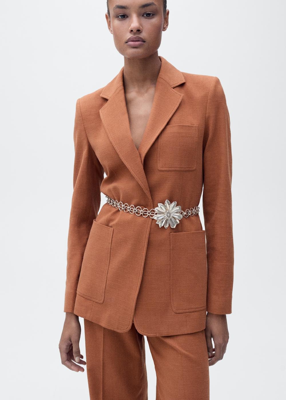 Mango Pantalón traje mezcla algodón y lino