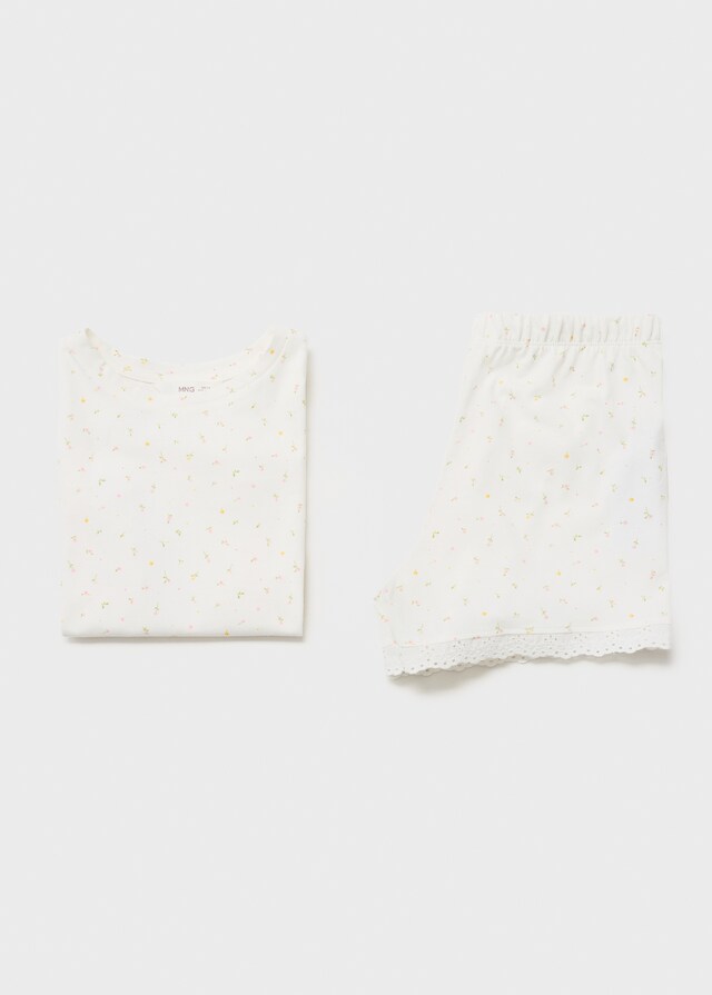 Mango Pijama Flores Algodón