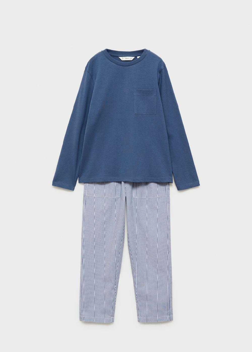 Mango Pijama largo algodón rayas