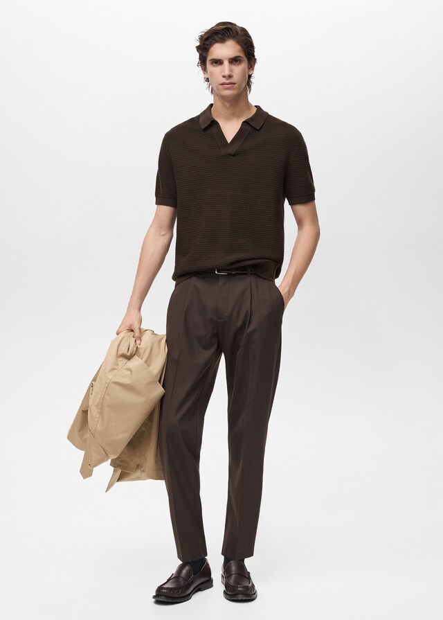 Mango Polo 100% Algodón Punto Estructura