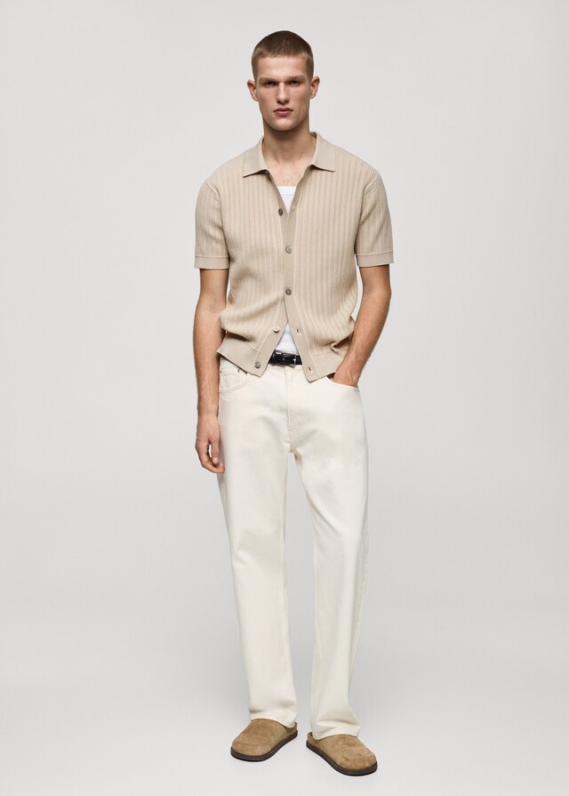 Mango Polo Abotonado Algodón Estructura