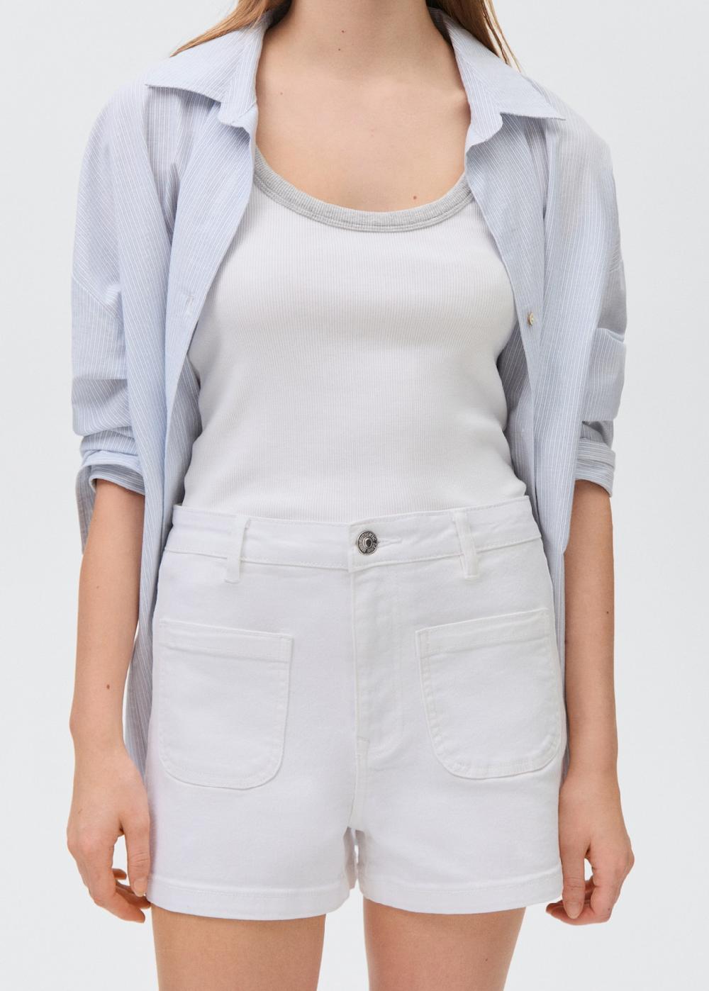 Mango Short vaquero bajo vuelto