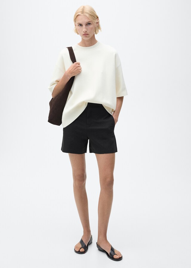 Mango Shorts Algodón Tiro Alto