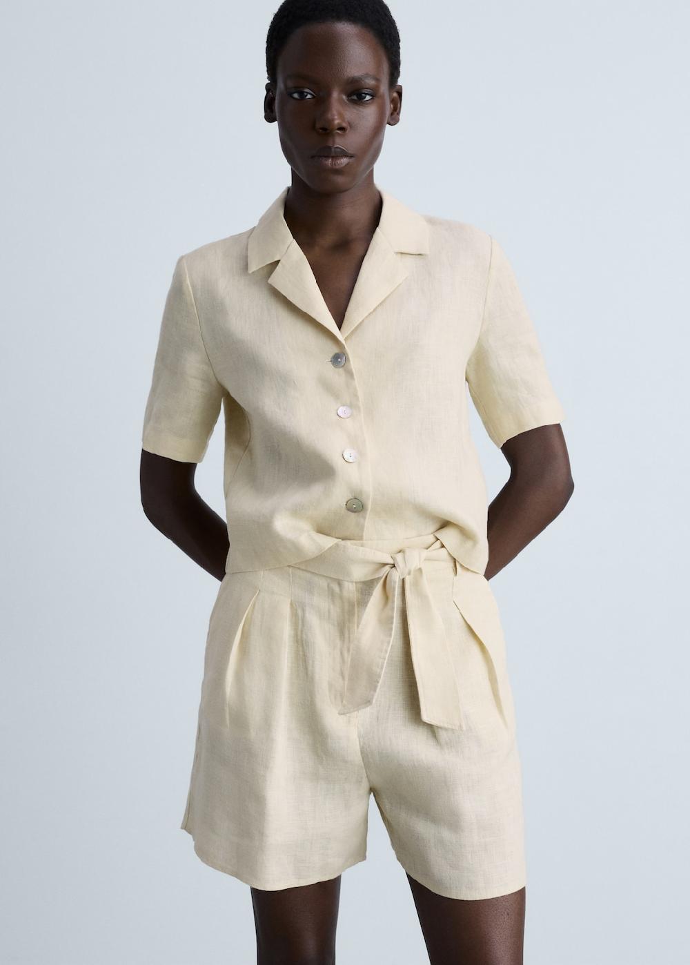 Mango Shorts lino cinturón