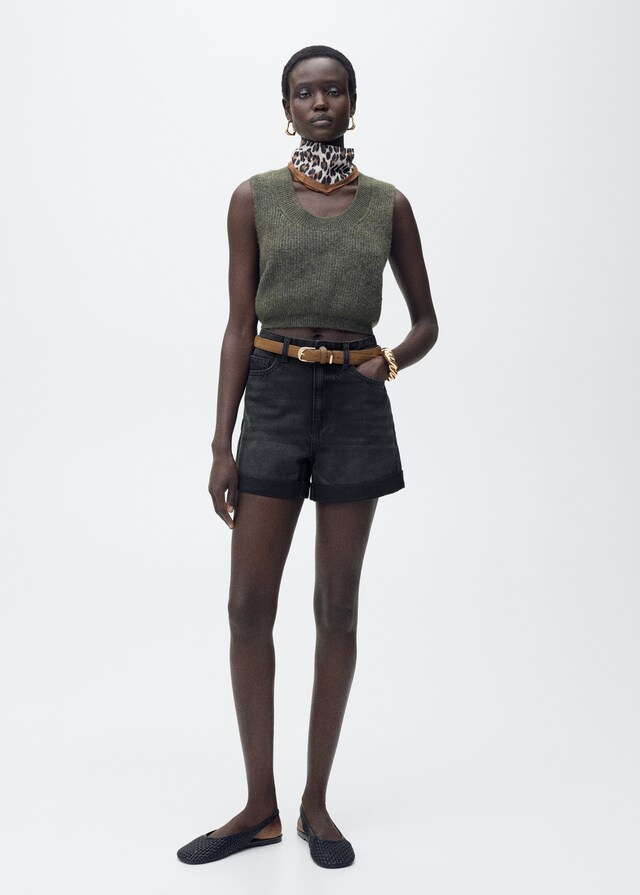 Mango Shorts Tiro Alto Bajo Vuelto