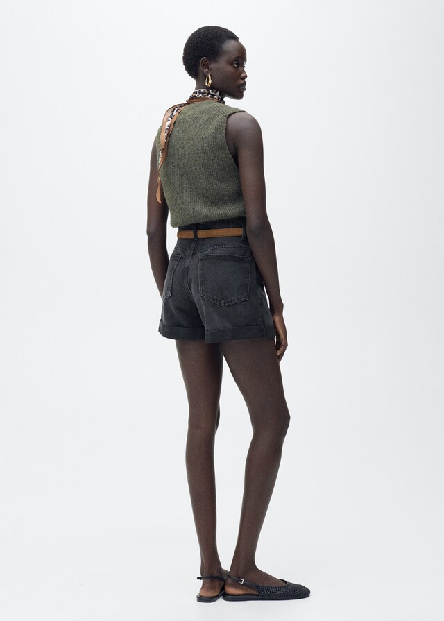 Mango Shorts Tiro Alto Bajo Vuelto