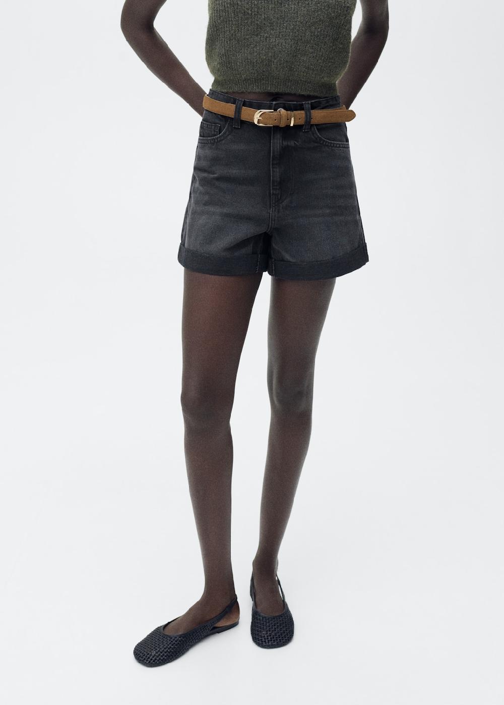 Mango Shorts tiro alto bajo vuelto