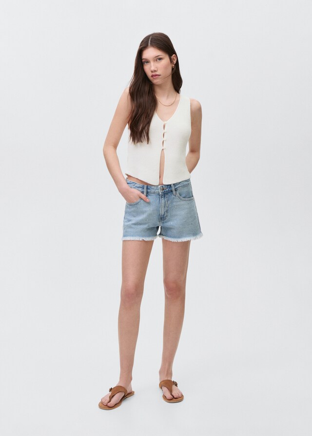 Mango Shorts Vaquero Strass