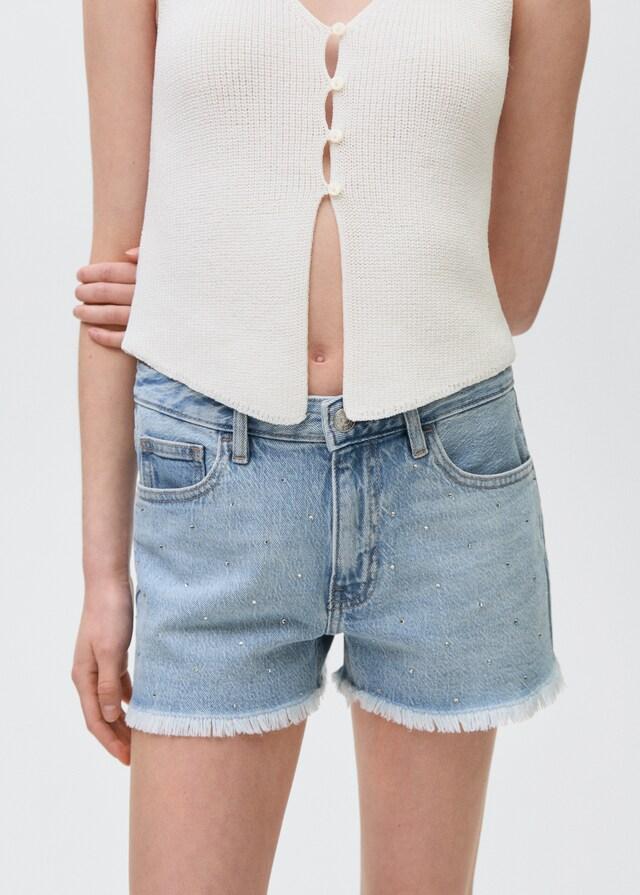 Mango Shorts Vaquero Strass