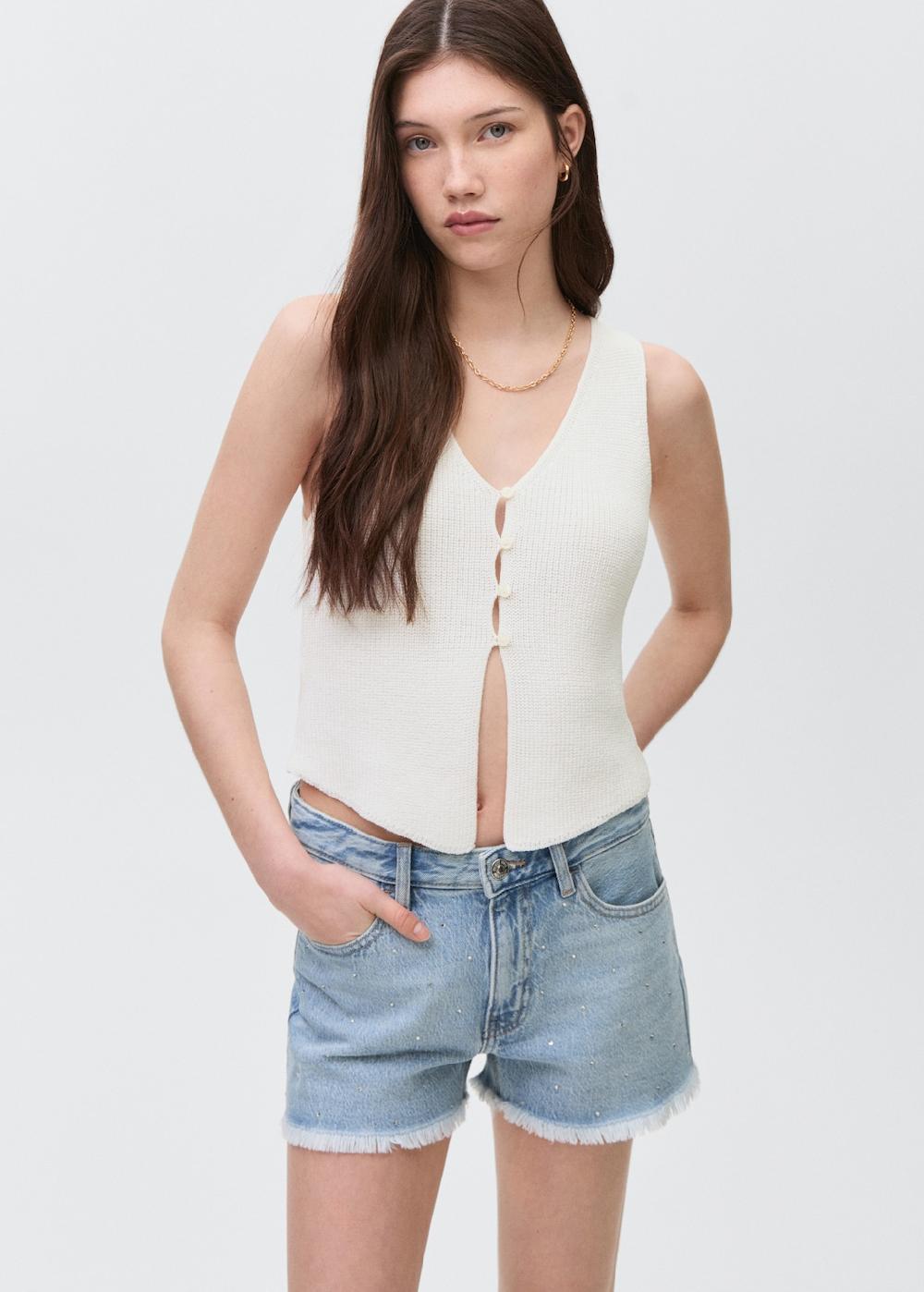 Mango Shorts vaquero strass