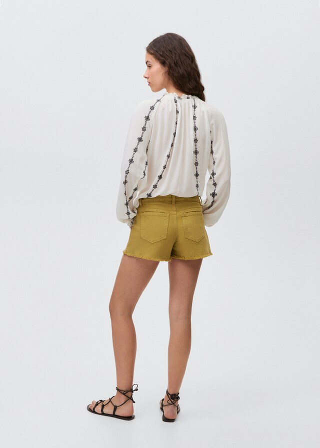 Mango Shorts Vaqueros Bajo Deshilachado