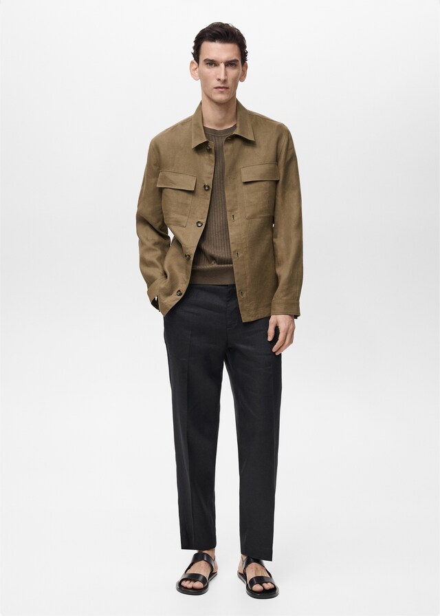 Mango Sobrecamisa 100% Lino Bolsillos