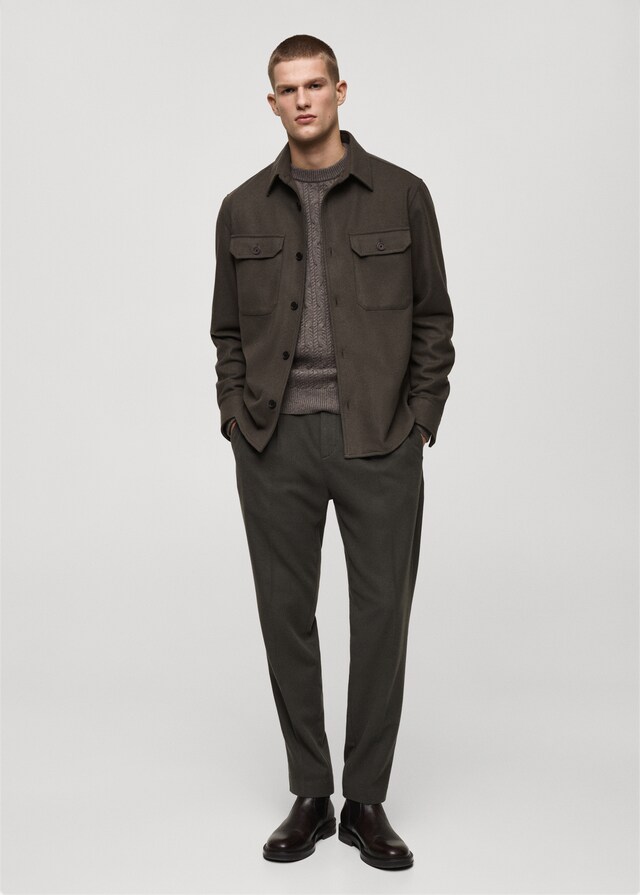 Mango Sobrecamisa Franela Mezcla De Lana