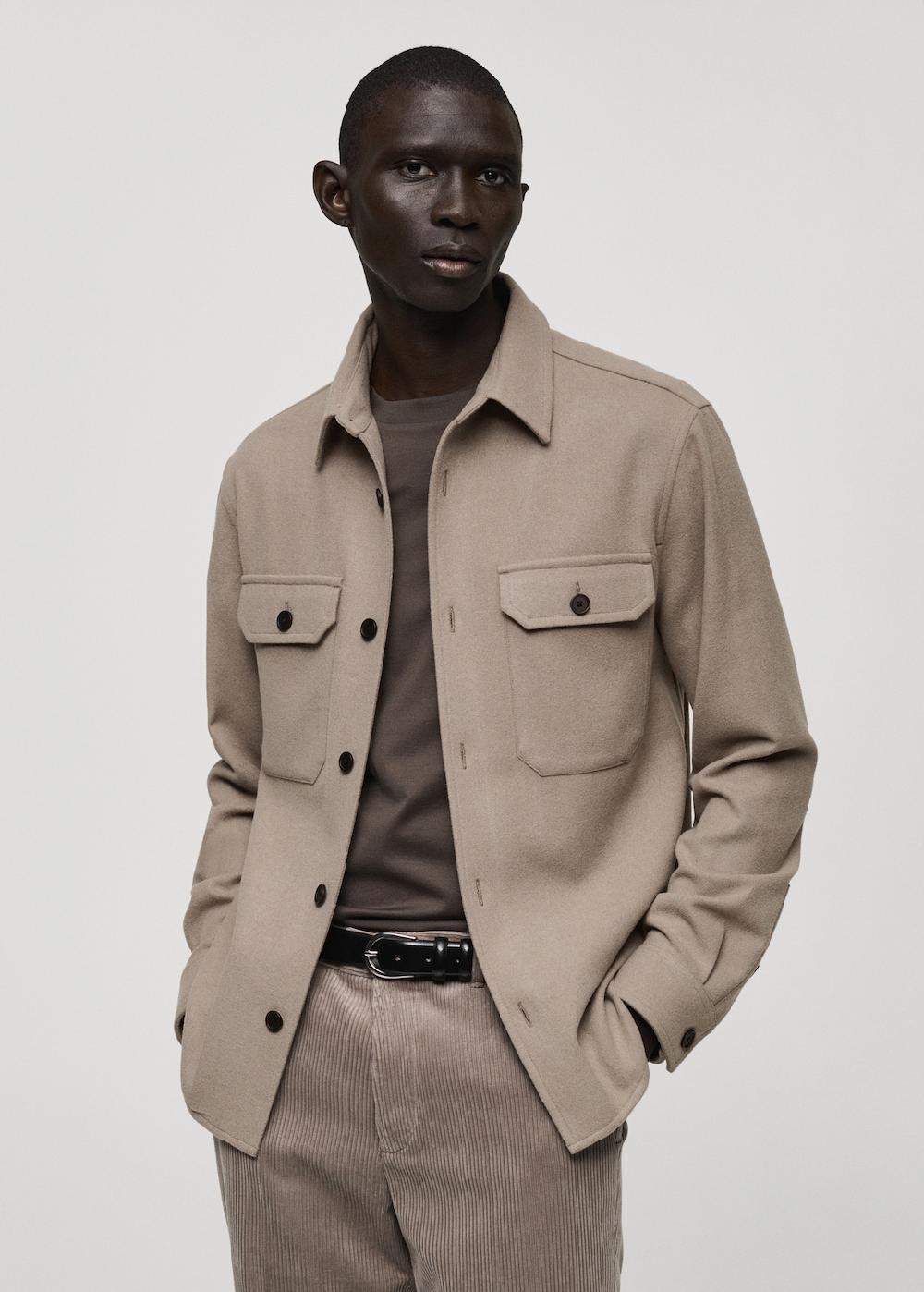 Mango Sobrecamisa franela mezcla de lana