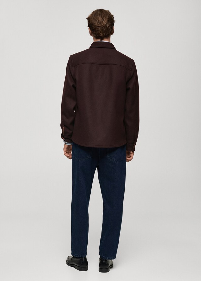 Mango Sobrecamisa Lana Franela Bolsillos