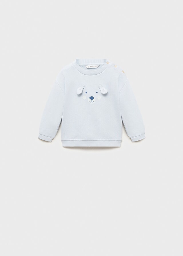 Mango Sudadera Algodón Adornos Relieve