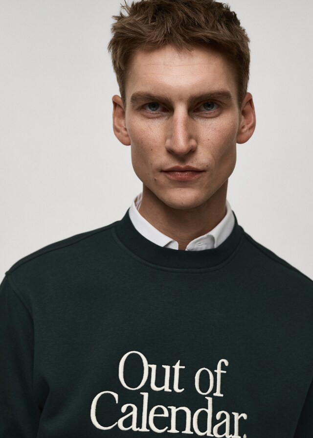 Mango Sudadera Algodón Mensaje Bordado