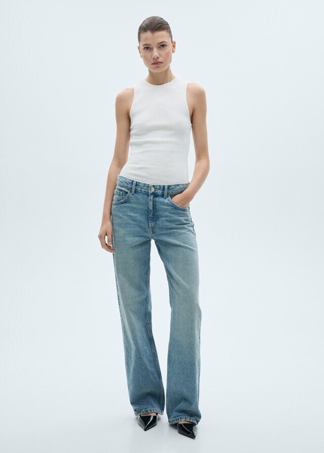 Mango Top Algodón Canalé