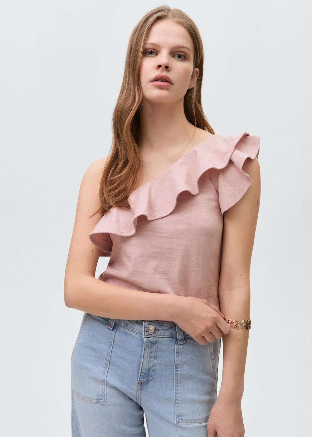 Mango Top asimétrico algodón