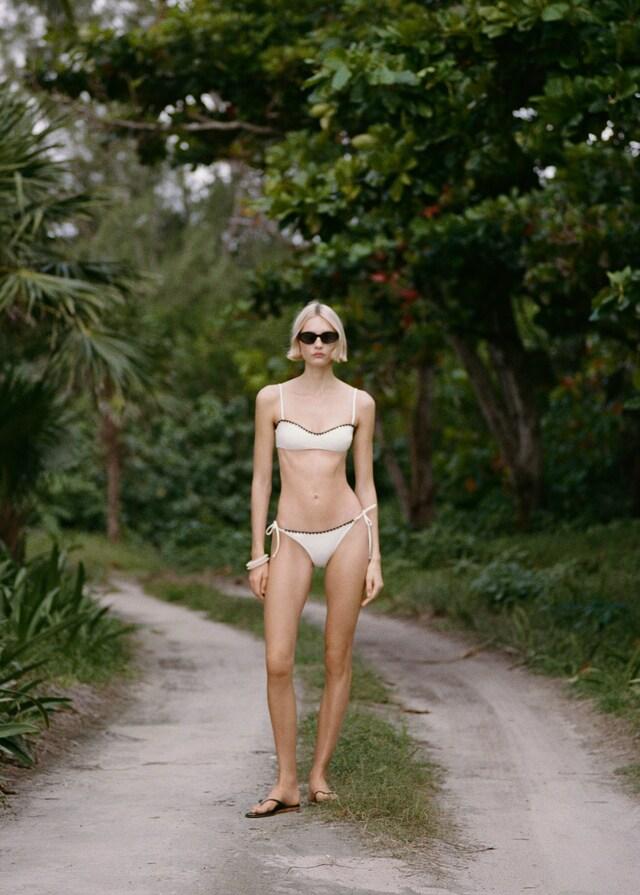 Mango Top Bikini Bandeau Ribetes Contraste