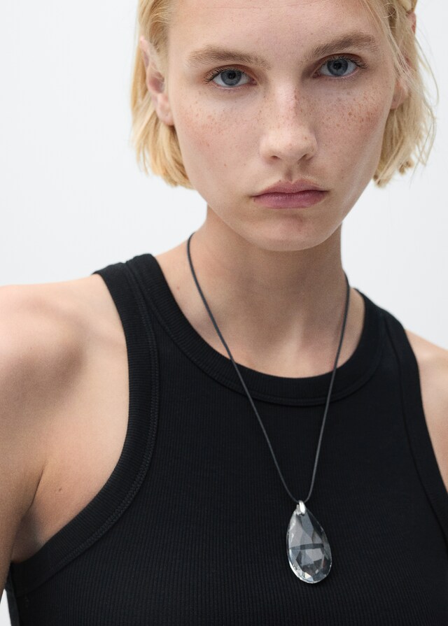 Mango Top Canalé Algodón