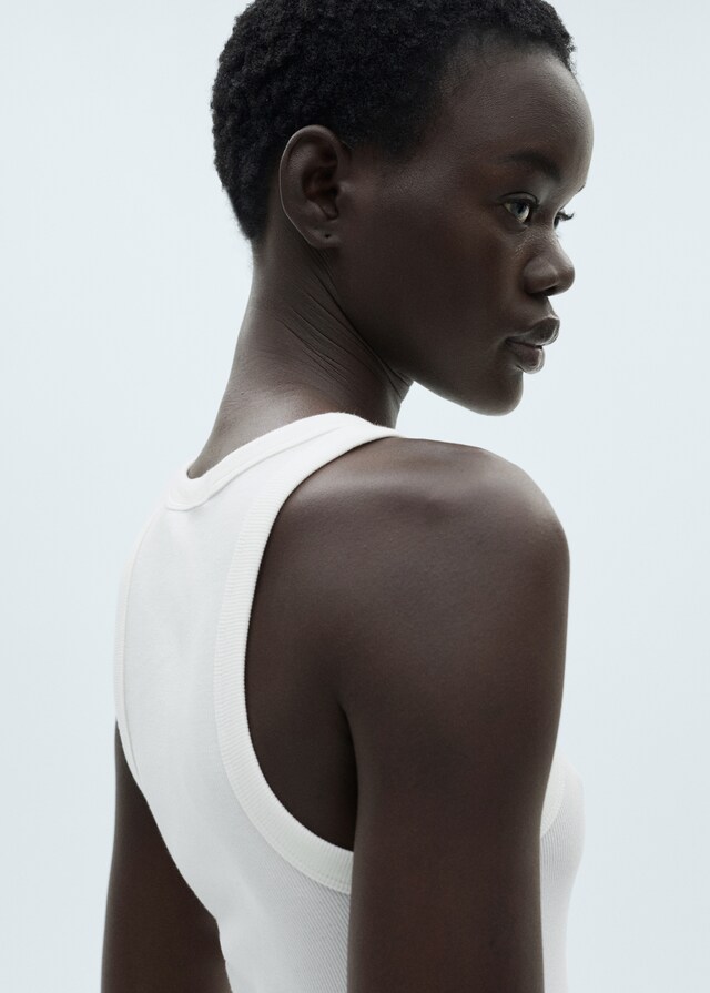 Mango Top Canalé Algodón