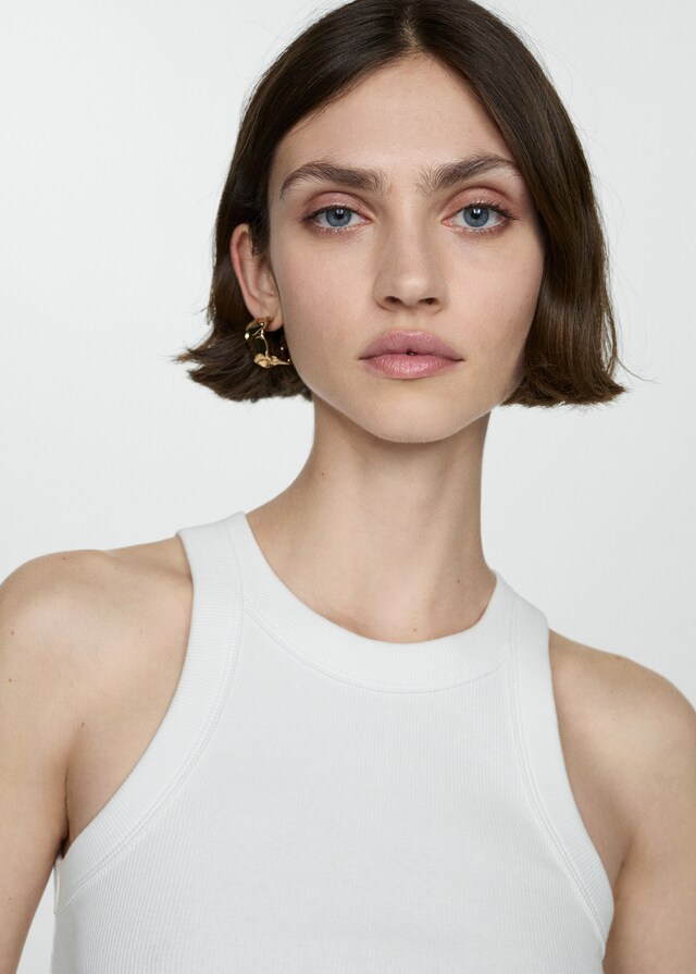 Mango Top Canalé Algodón