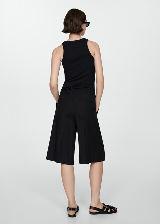 Mango Top Canalé Algodón