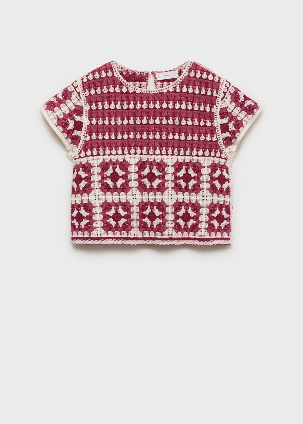 Mango Top crochet algodón