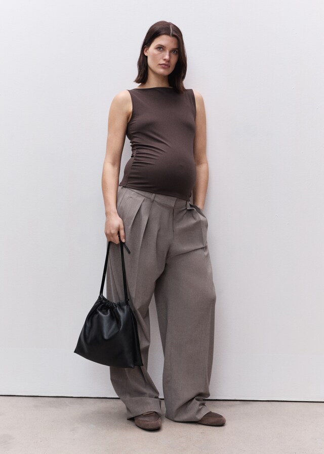 Mango Top Cuello Barco Fruncidos