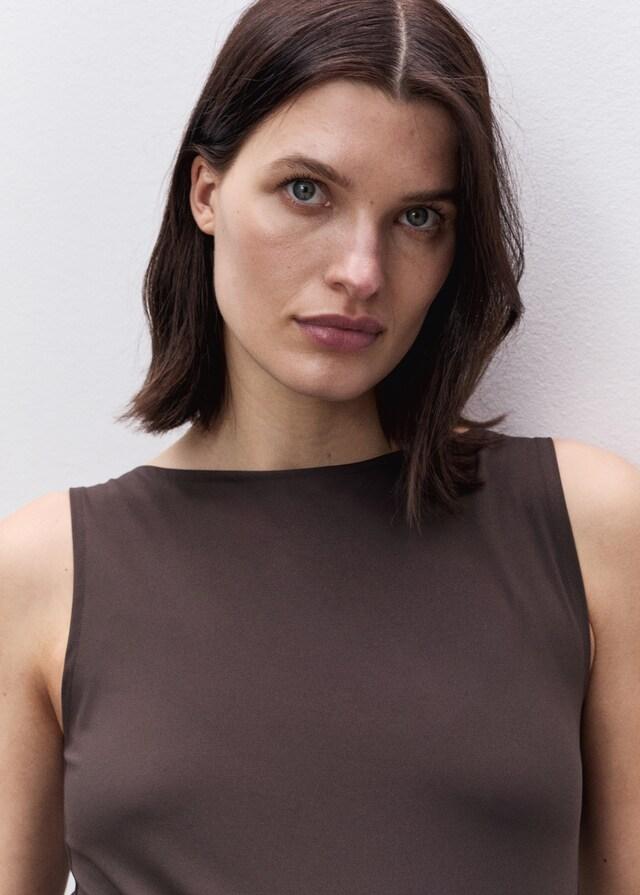 Mango Top Cuello Barco Fruncidos